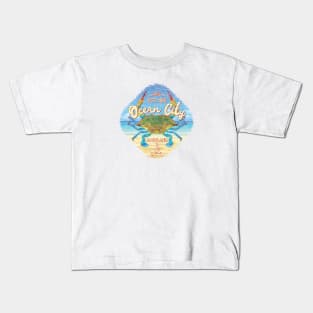 Ocean City, Maryland, Blue Crab on Beach Kids T-Shirt